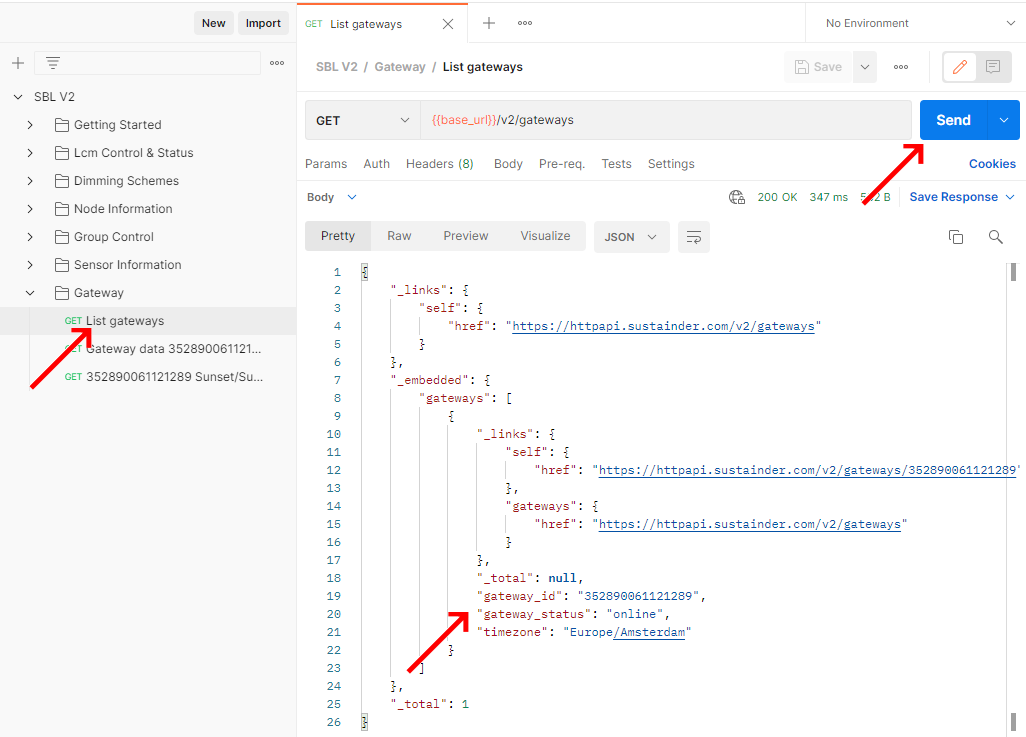 Request the list of gateways associated with your system img