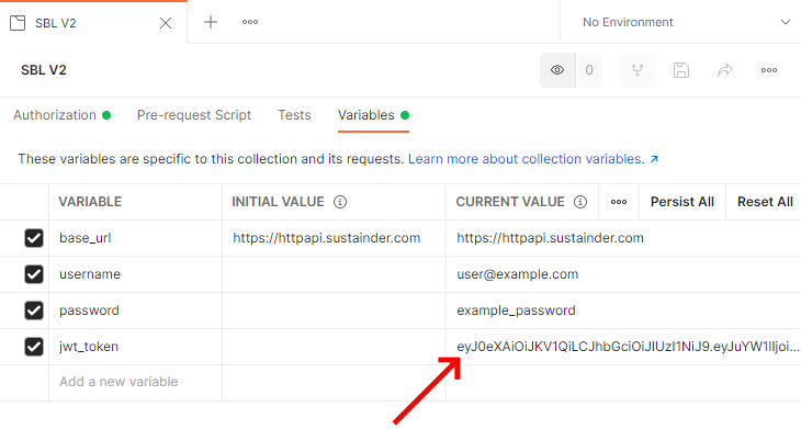 See that the JWT token is updated in the collection screen img