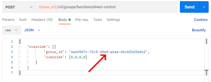 Sets an override of 10% on all members of the group img