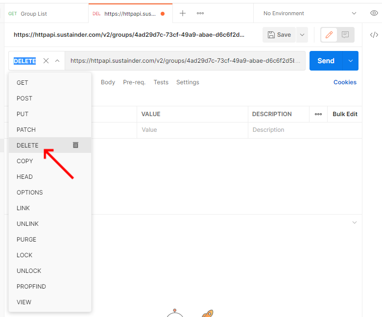 Change the request to DELETE img