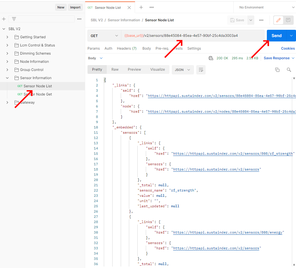 Request the sensor list of a node img